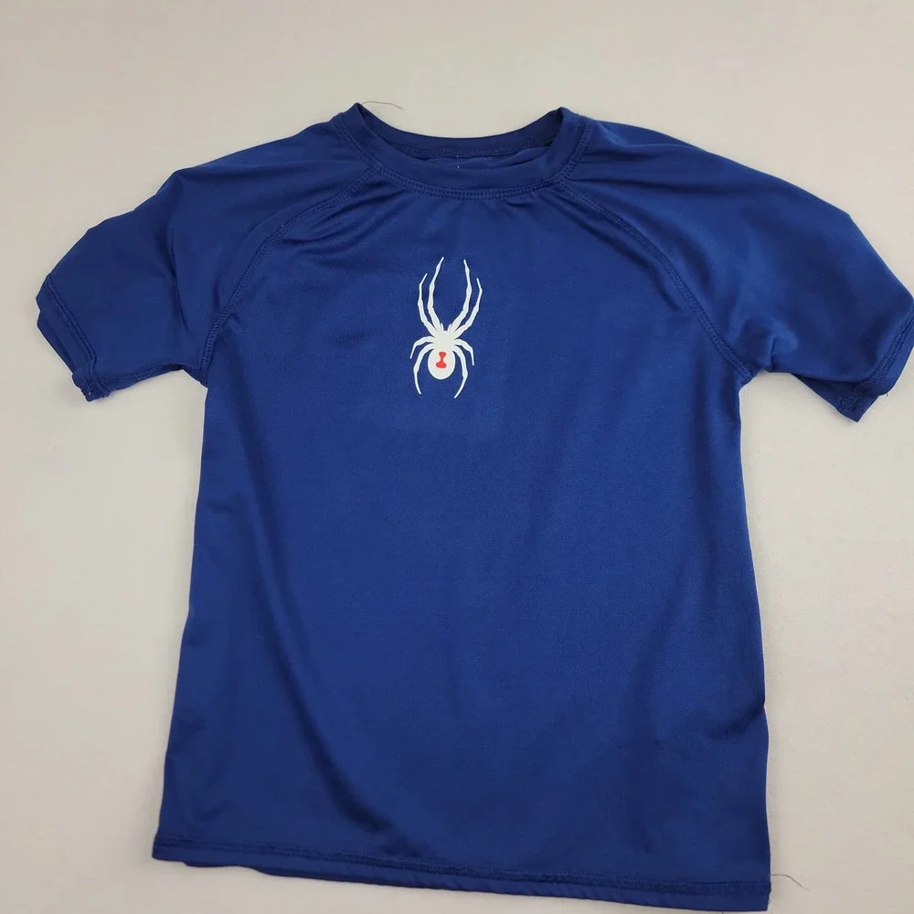Spyder Swim Kids Blue Short Sleeve Rash Guard Shirt Size S 7/8 1368843
